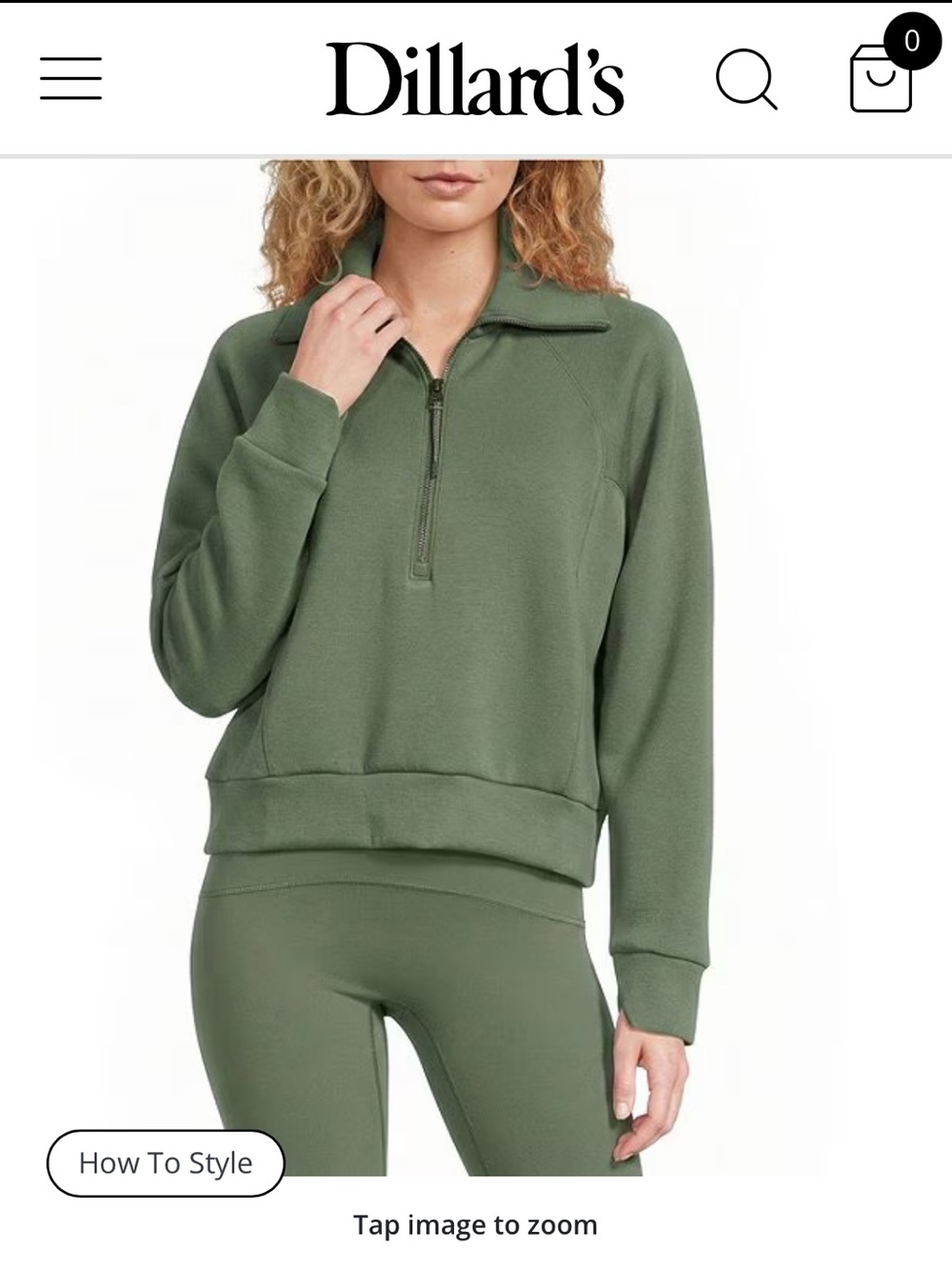SPANX AirEssentials Eucalyptus Half‑Zip Pullover Sweatshirt